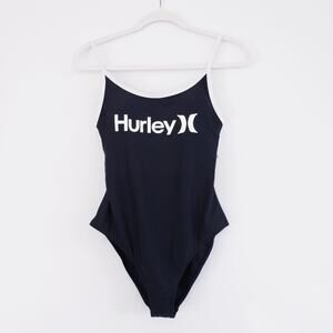Hurley Black & White Logo One-Piece Swimsuit Size Small